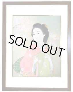お値下げ❗️額装日本画舞妓図・淡い色彩の美しい作品／和モダンインテリアに　作家料亭 お値下げ❗️額装日本画舞妓図・淡い色彩の美しい作品／和モダン