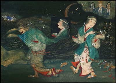 画像2: 歌舞伎連作「黒塚-くろづか」P３０号仮縁入右双左双２枚セット