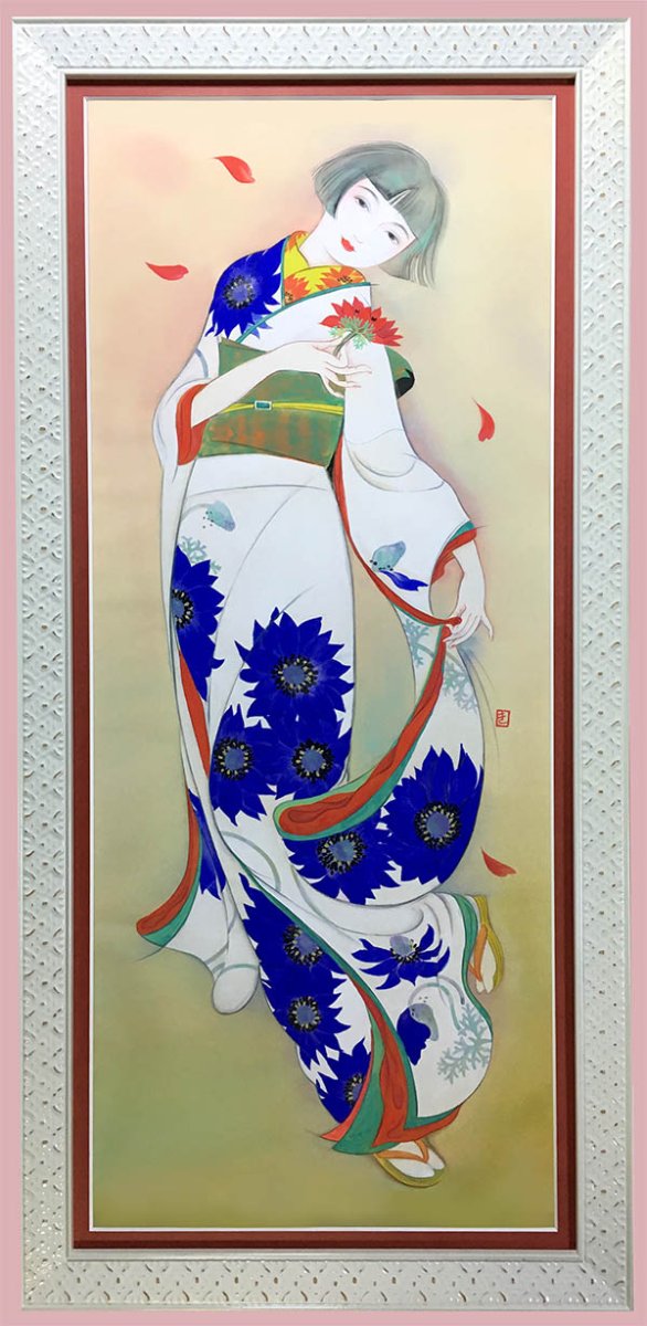 画像1: 大正浪漫「アネモネ」長方形額入り (1)